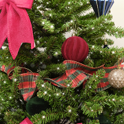 Red and Green Tartan Ruffle Christmas Tree Ribbon - 270cm