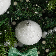 Set of 3 White Sparkle Jewelled Baubles