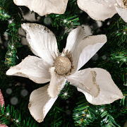 Set of 3 Champagne Cream Glitter Poinsettia Pick Decorations