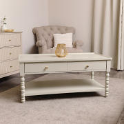 Large Pale Taupe Bobbin Bobble 2 Drawer Coffee Table