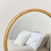 Round Gold Hammered Wall Mirror - 40cm x 40cm