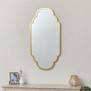 Gold Foiled Curved Scalloped Framed Wall Mirror 50cm x 100cm