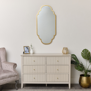 Gold Foiled Curved Scalloped Framed Wall Mirror 50cm x 100cm