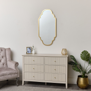 Gold Foiled Curved Scalloped Framed Wall Mirror 50cm x 100cm