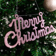 Pink Glitter Merry Christmas Sign