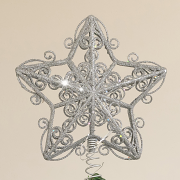 Silver Ornate Glitter Star Christmas Tree Topper