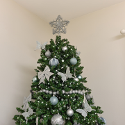 Silver Ornate Glitter Star Christmas Tree Topper