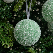 Set of 3 Round Sage Green Frosted Baubles