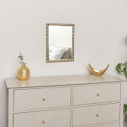 Gold Rectangle Bamboo Framed Wall Mirror - 43cm x 33cm