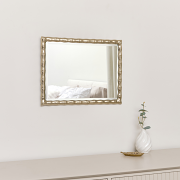 Gold Rectangle Bamboo Framed Wall Mirror - 43cm x 33cm