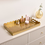 Large Gold Rectangle Scalloped Tray