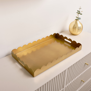 Large Gold Rectangle Scalloped Tray