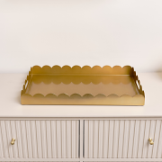 Large Gold Rectangle Scalloped Tray