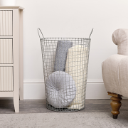 Large Grey Metal Wire Storage / Laundry Basket