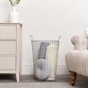 Large Grey Metal Wire Storage / Laundry Basket