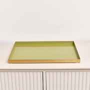 Large Rectangle Olive Green Enamel Metal Tray