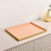 Large Rectangle Peach Enamel Metal Tray