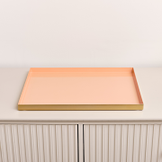 Large Rectangle Peach Enamel Metal Tray