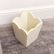 Cream Wooden Scalloped Edge Waste Paper Bin