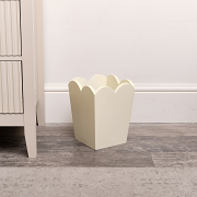 Cream Wooden Scalloped Edge Waste Paper Bin