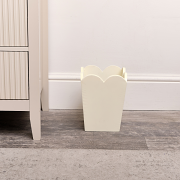 Cream Wooden Scalloped Edge Waste Paper Bin