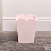 Pink Wooden Scalloped Edge Waste Paper Bin