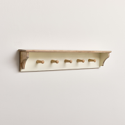 Cream & Mango Wood Wall Shelf with Hooks