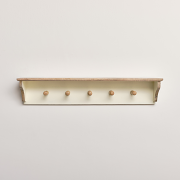 Cream & Mango Wood Wall Shelf with Hooks