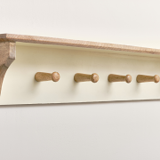 Cream & Mango Wood Wall Shelf with Hooks