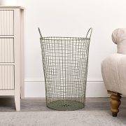 Large Olive Green Metal Wire Storage / Laundry Basket