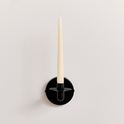 Round Black Metal Candle Wall Sconce