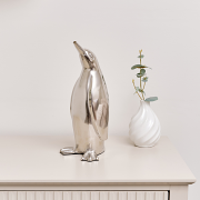 Large Silver Metal Penguin Ornament - 29cm