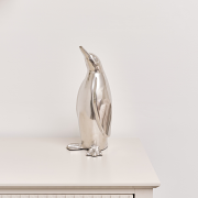 Large Silver Metal Penguin Ornament - 29cm