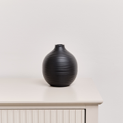 Black Metal Ribbed Swirl Vase - 17cm