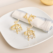 Set of 3 Gold Reindeer Napkin Rings