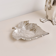 Shiny Silver Leaf Trinket Tray Dish