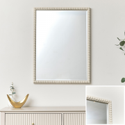 Rectangle Pale Taupe Bobbin Bobble Wall Mirror 62cm x 82cm