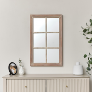 Rustic Wooden Window Wall Mirror 80cm x 50cm