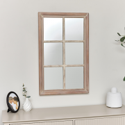 Rustic Wooden Window Wall Mirror 80cm x 50cm