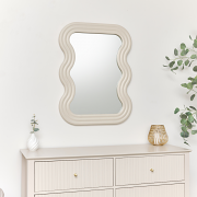 Taupe Wave Framed Wall Mirror - 85cm x 60cm