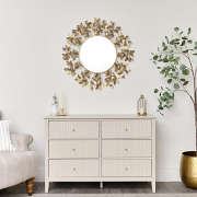 Round Gold Butterfly Mirror