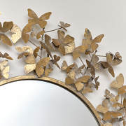 Round Gold Butterfly Mirror