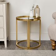 Gold Set of 2 Semi Circle Printed Mirrored Side Table