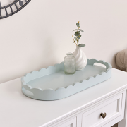 Pale Blue Oblong Scalloped Tray - 50cm