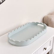 Pale Blue Oblong Scalloped Tray - 50cm