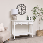 Large White 3 Drawer Sideboard Console Table - Daventry White Range