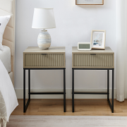 Pair of One Drawer Bedside Table - Hesley Nordic Wood Range