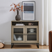 Large Two Door Reeded Glass Sideboard - Hesley Nordic Wood Range