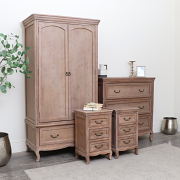 Large Wooden Wardrobe, Wooden 3 Drawer Chest Of Drawers & Pair of Wooden 3 Drawer Bedside Table - Hessian Range