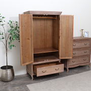 Large Wooden Wardrobe, Wooden 3 Drawer Chest Of Drawers & Pair of Wooden 3 Drawer Bedside Table - Hessian Range